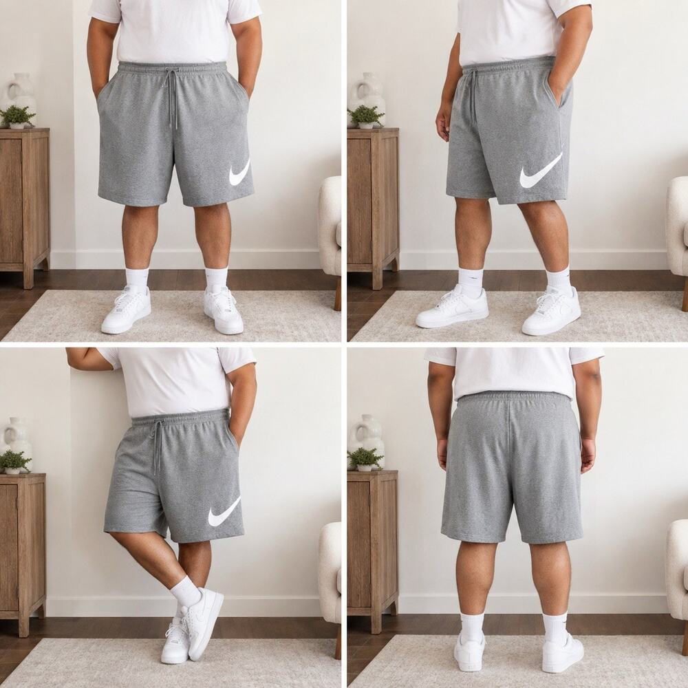 Nike Mens 3XL Gray Fleece Swoosh Drawstring Sweat Shorts